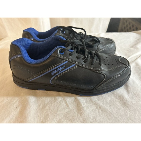 Used KR Strikeforce Flyer Men's Bowling Shoes, Black/Blue, Size 7 - Picture 1 of 7